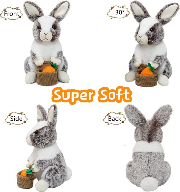 12" Stuffed Bunny Plush Bunny Stuffed Animal Holding Basket