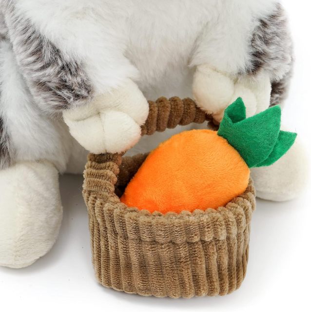 12" Stuffed Bunny Plush Bunny Stuffed Animal Holding Basket