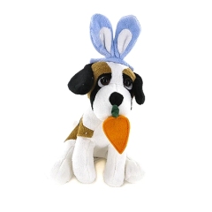 8" Easter Stuffed Dog Animal Beagle Puppy Plush Toy with Rabbit Ears Carrot