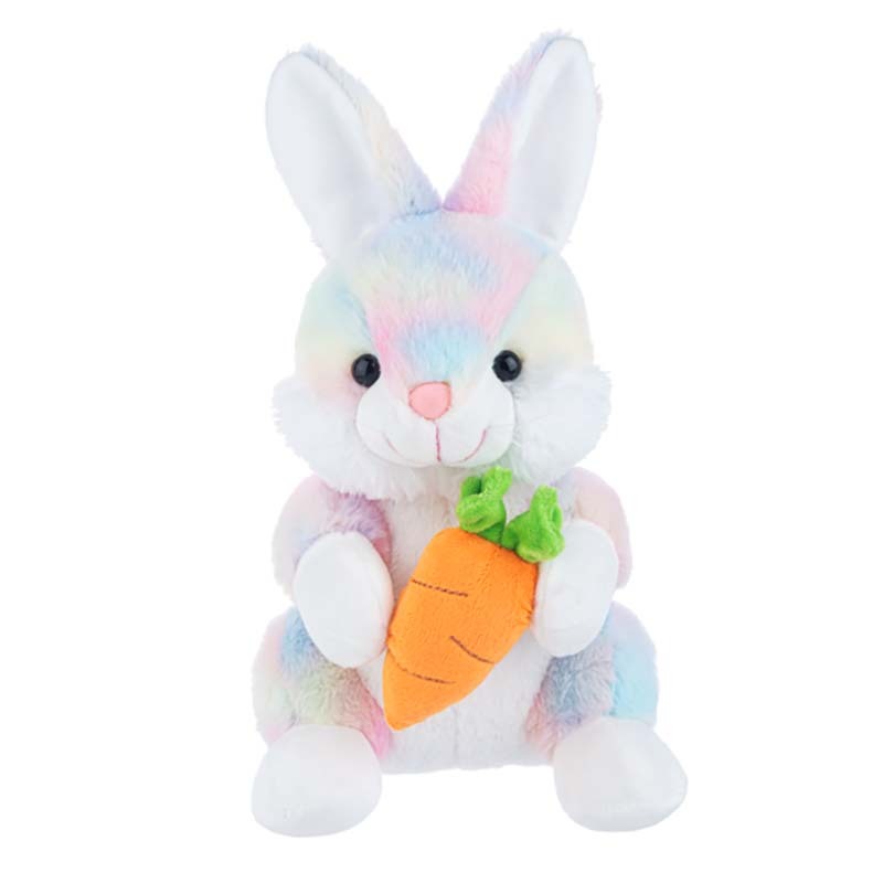Tie-dye Stuffed Bunny Animal Rabbit Plush Toy with Carrot 2 pieces Set