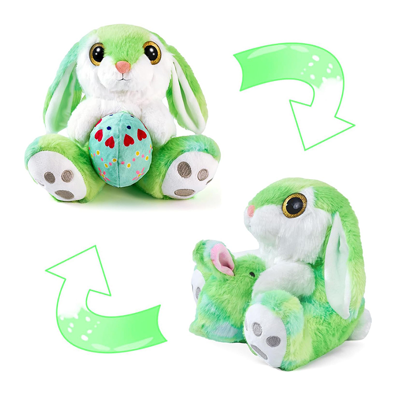 8.5" Easter Bunny Huggable Washable Stuffed Animal with Egg(Reversible)