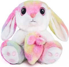 8.5" Easter Bunny Huggable Washable Stuffed Animal with Egg(Reversible)