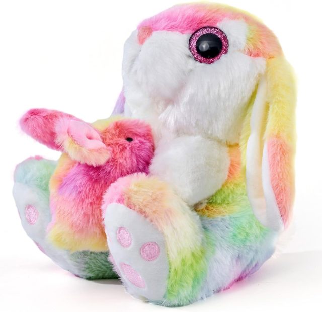 8.5" Easter Bunny Huggable Washable Stuffed Animal with Egg(Reversible)