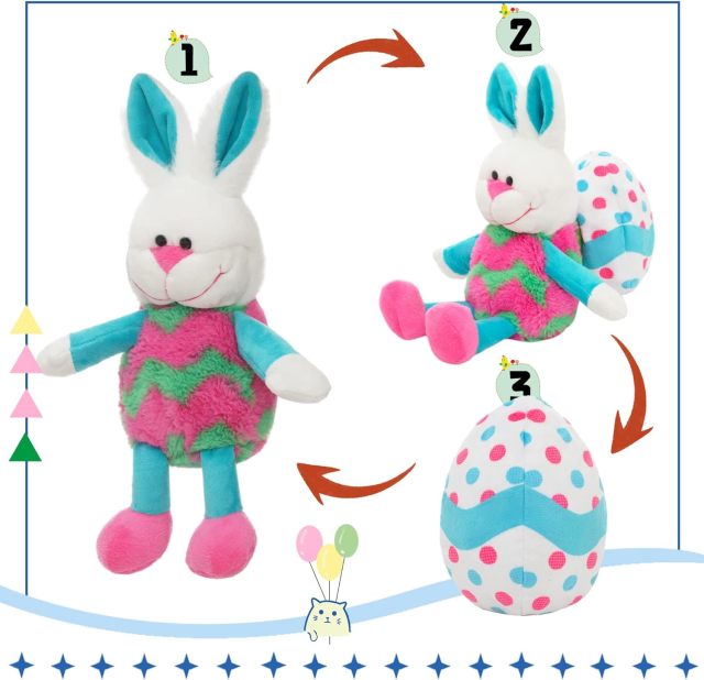 12" Easter Eggs Filled with Bunny Rabbit Stuffed Animals Toy