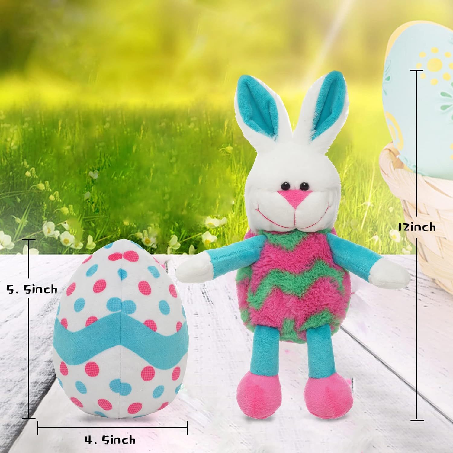 12" Easter Eggs Filled with Bunny Rabbit Stuffed Animals Toy