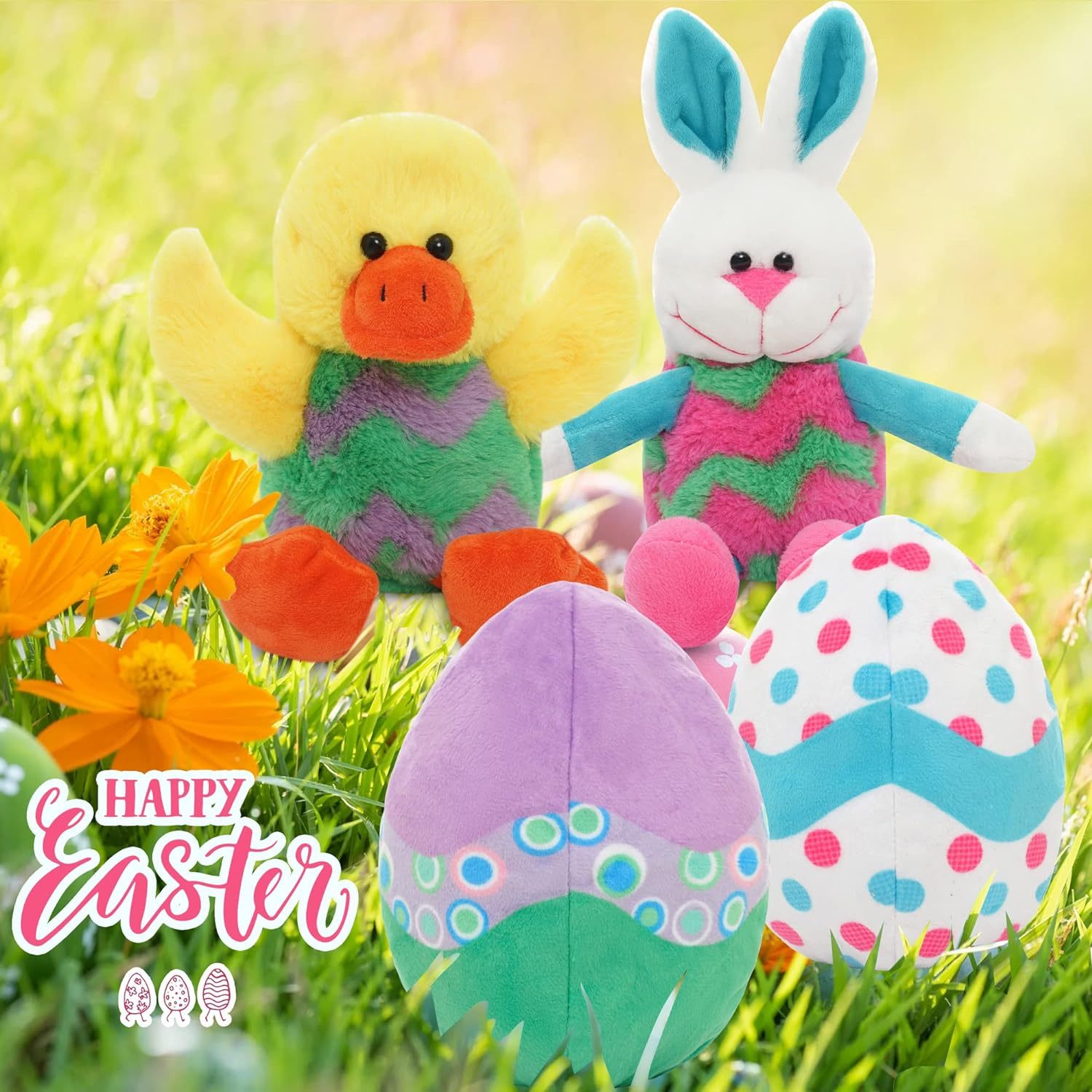 12" Easter Eggs Filled with Bunny Rabbit Stuffed Animals Toy