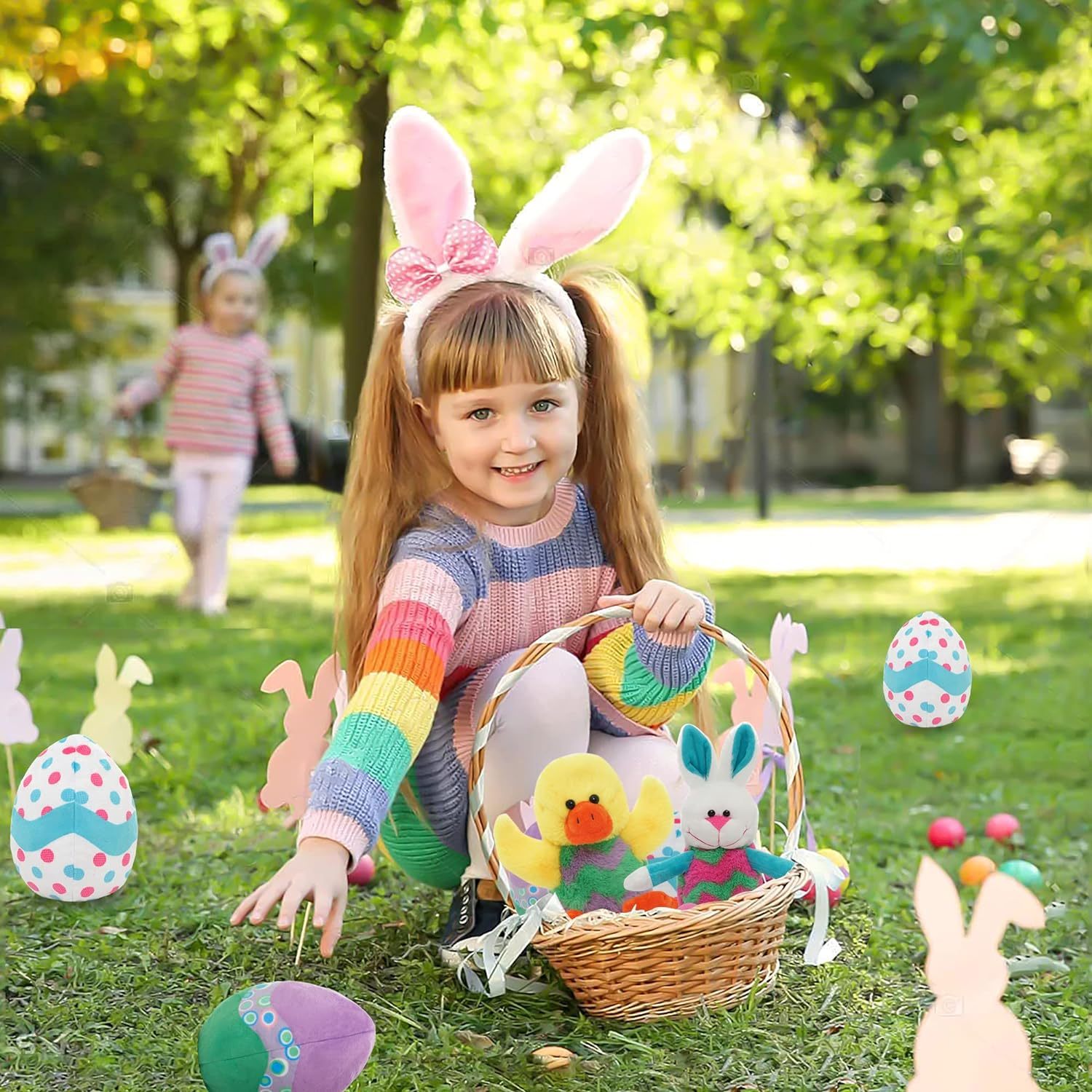 12" Easter Eggs Filled with Bunny Rabbit Stuffed Animals Toy