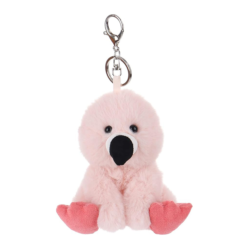 Pink Flamingo Stuffed Animal Soft Keychain for Kids Bag, Purse, Backpack