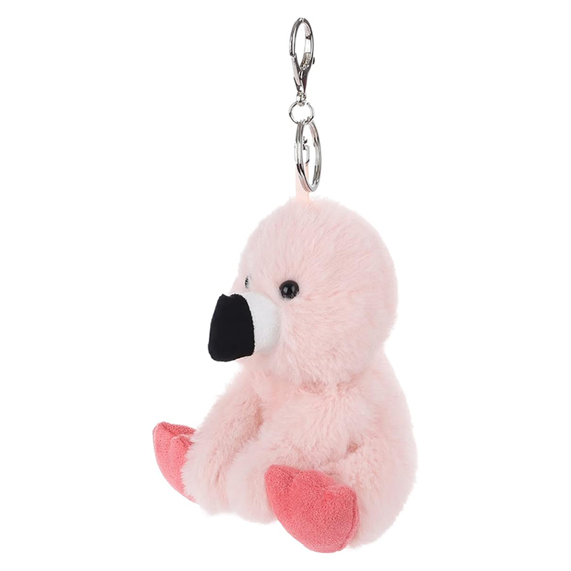 Pink Flamingo Stuffed Animal Soft Keychain for Kids Bag, Purse, Backpack