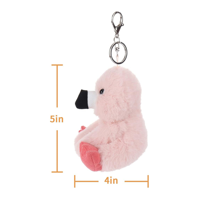 Pink Flamingo Stuffed Animal Soft Keychain for Kids Bag, Purse, Backpack