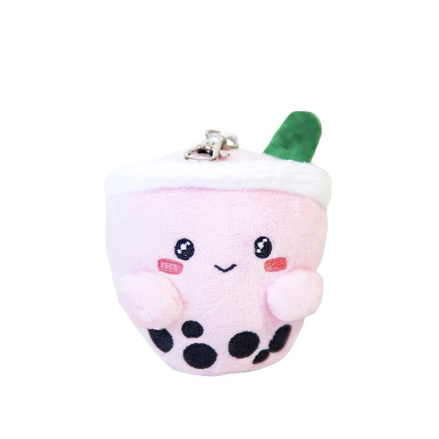 Milk Tea Plush Keychain 5" (Pink) Soft Cute Design for Wallet Backpack Purse