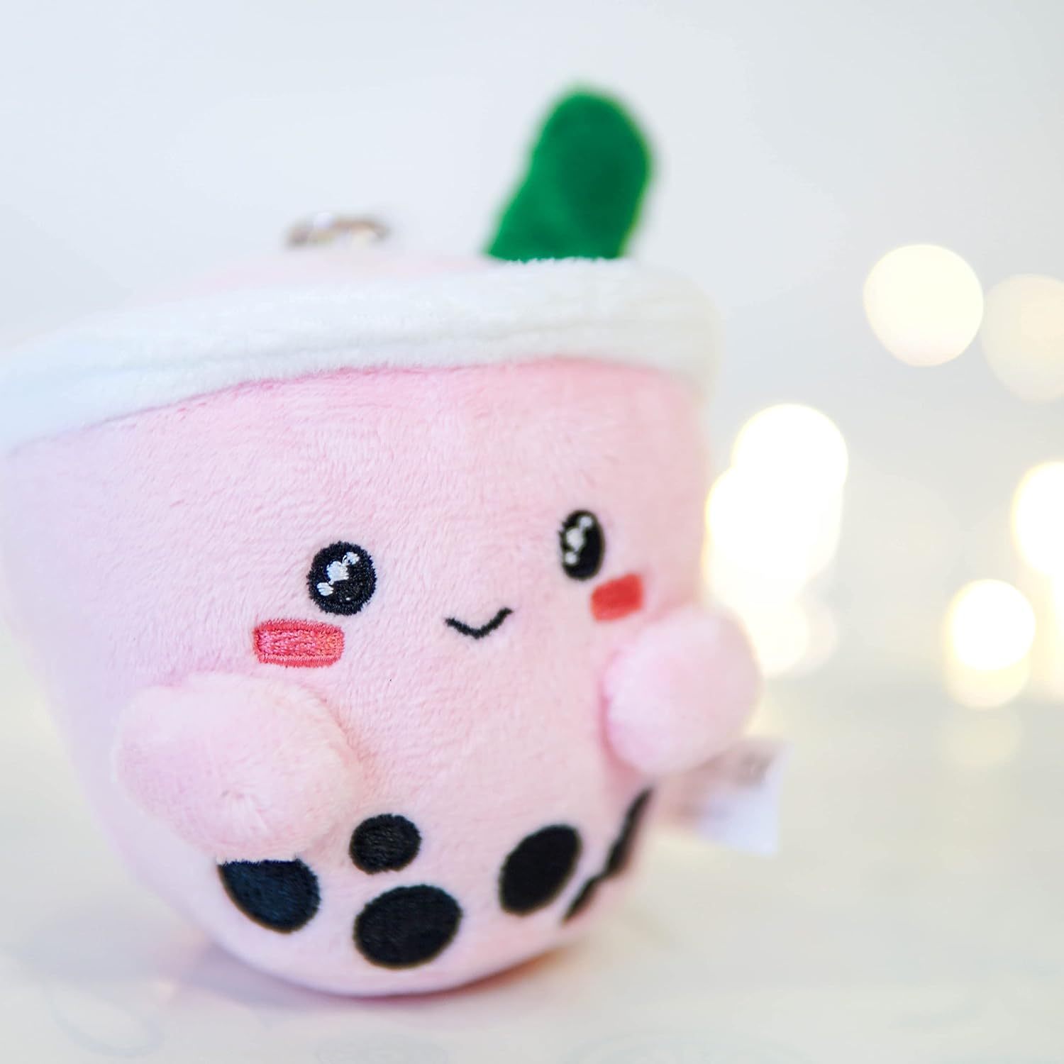 Milk Tea Plush Keychain 5" (Pink) Soft Cute Design for Wallet Backpack Purse