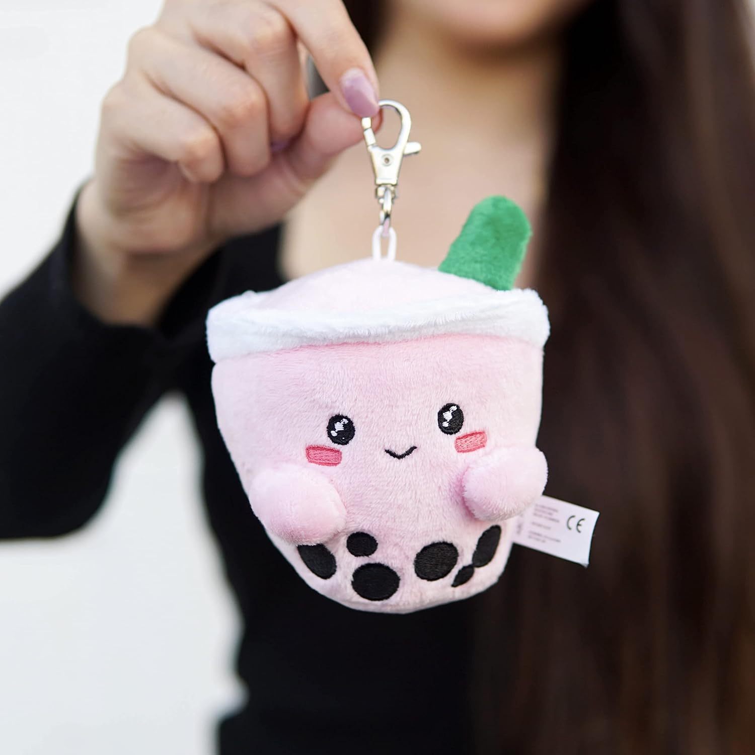 Milk Tea Plush Keychain 5" (Pink) Soft Cute Design for Wallet Backpack Purse