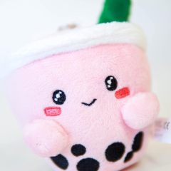 Milk Tea Plush Keychain 5" (Pink) Soft Cute Design for Wallet Backpack Purse