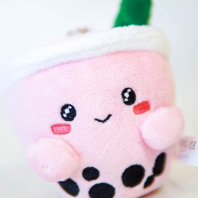 Milk Tea Plush Keychain 5" (Pink) Soft Cute Design for Wallet Backpack Purse