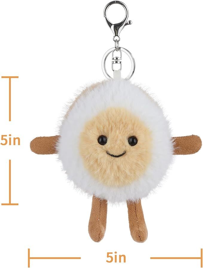 Tea Egg Stuffed Food Soft Keychain for Kids Bag, Purse, Backpack