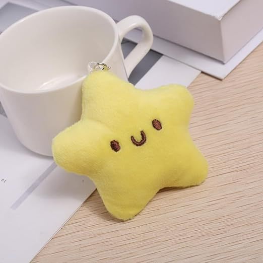 Yellow Plush Star Car Keychain Backpack Accessories