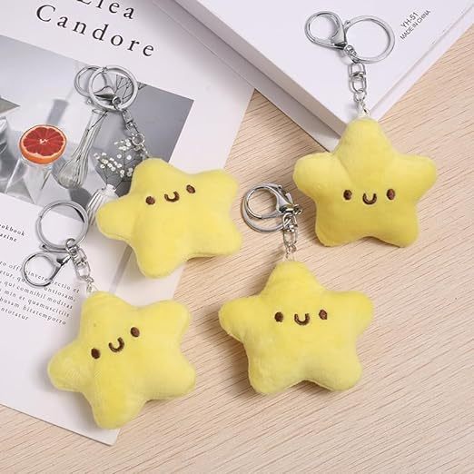 Yellow Plush Star Car Keychain Backpack Accessories