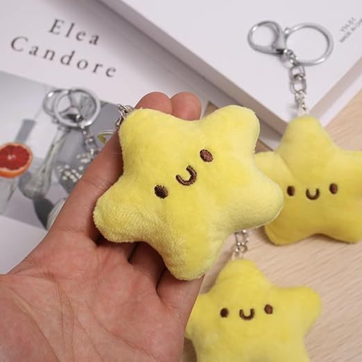 Yellow Plush Star Car Keychain Backpack Accessories