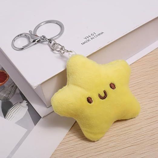 Yellow Plush Star Car Keychain Backpack Accessories
