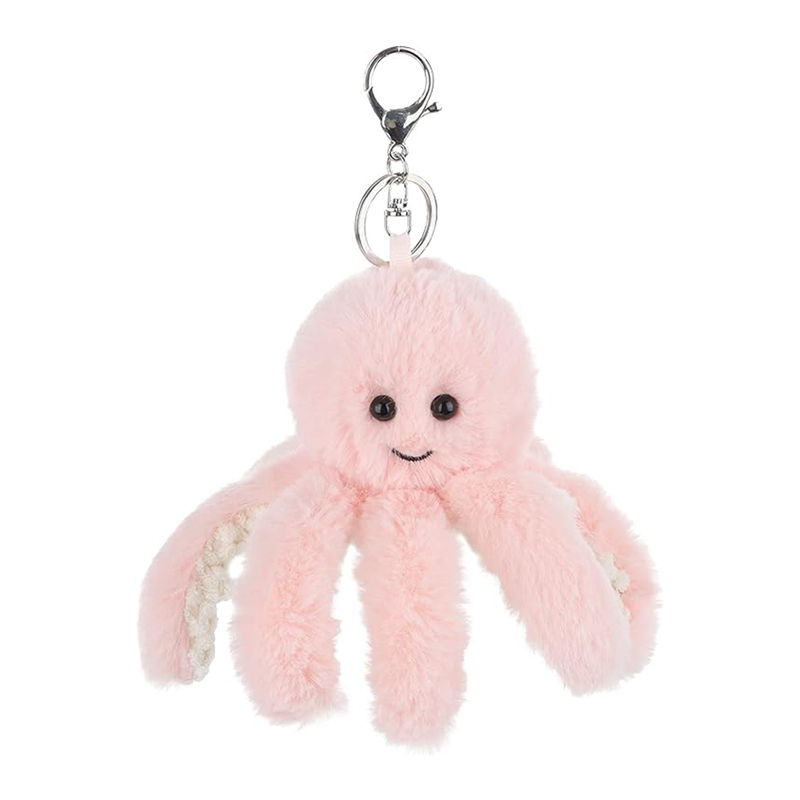 6.5" Pink Octopus Stuffed Animal Soft Plush Keychain for Kids Bag, Purse, Backpack
