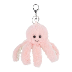 6.5" Pink Octopus Stuffed Animal Soft Plush Keychain for Kids Bag, Purse, Backpack