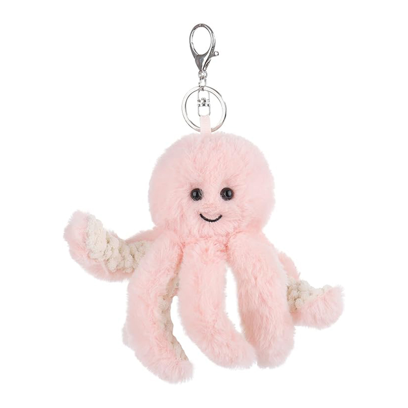 6.5" Pink Octopus Stuffed Animal Soft Plush Keychain for Kids Bag, Purse, Backpack