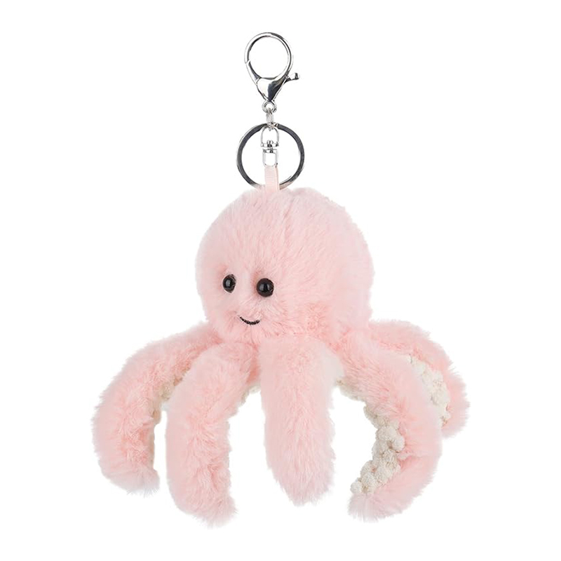 6.5" Pink Octopus Stuffed Animal Soft Plush Keychain for Kids Bag, Purse, Backpack