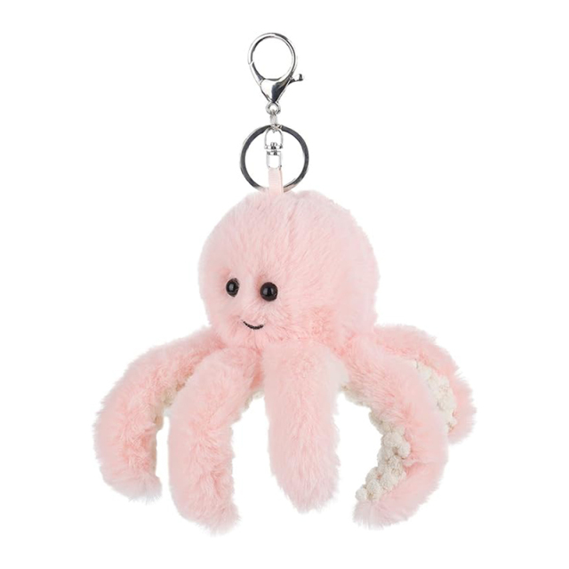 6.5" Pink Octopus Stuffed Animal Soft Plush Keychain for Kids Bag, Purse, Backpack