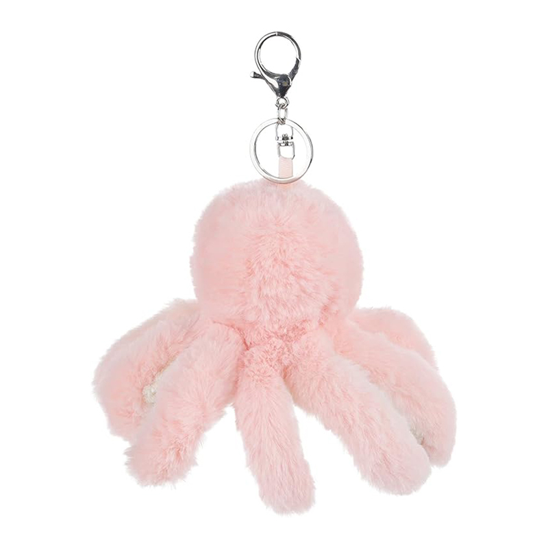 6.5" Pink Octopus Stuffed Animal Soft Plush Keychain for Kids Bag, Purse, Backpack