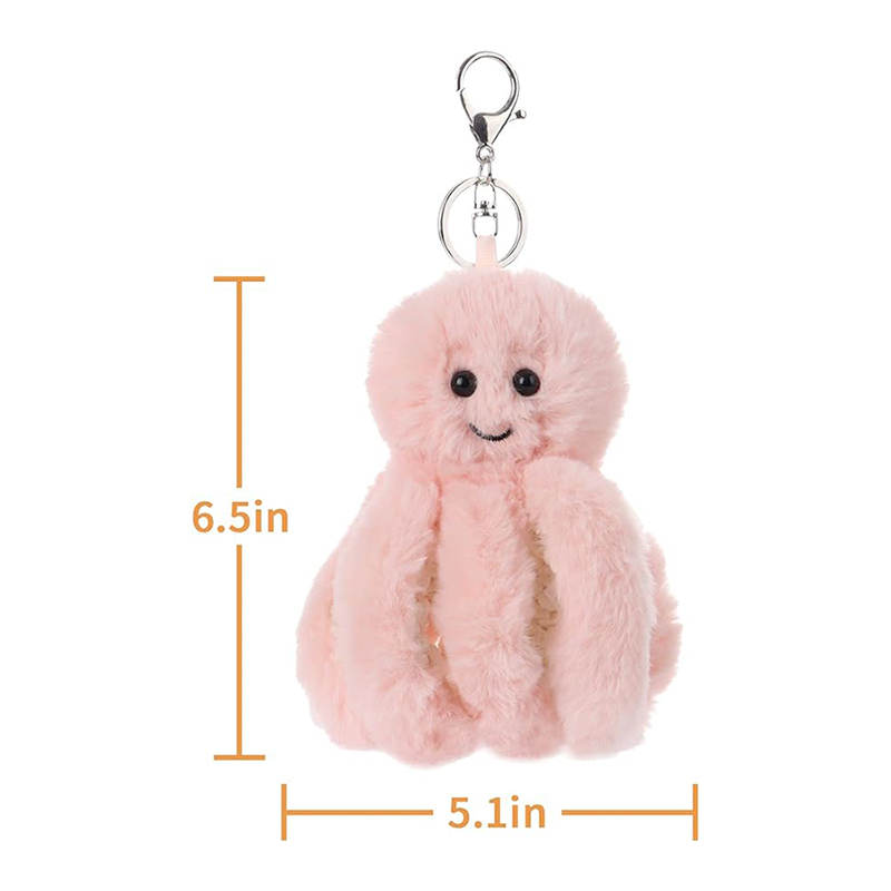 6.5" Pink Octopus Stuffed Animal Soft Plush Keychain for Kids Bag, Purse, Backpack
