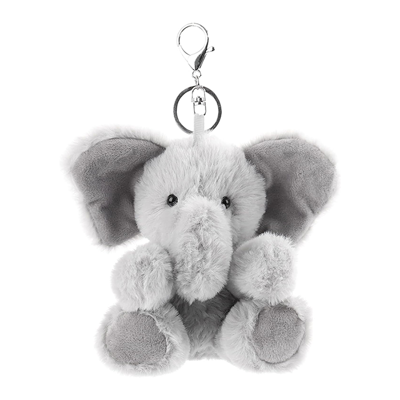 6" Gray Elephant Stuffed Animal Soft Keychain for Kids Bag, Purse, Backpack