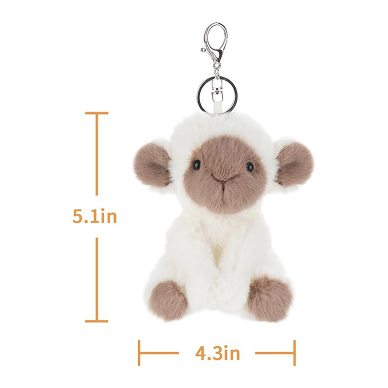 5.1" White Sheep Lamb Stuffed Animal Soft Keychain for Kids Bag, Purse, Backpack