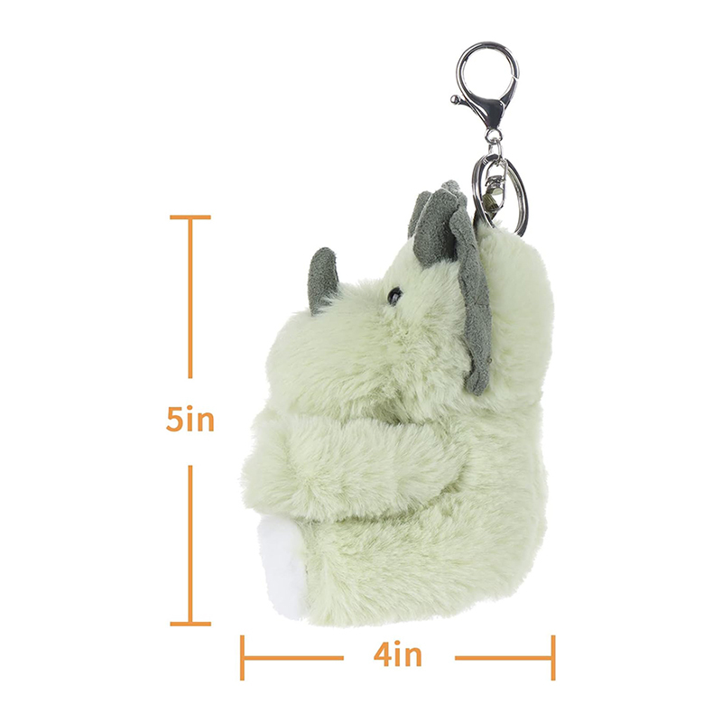 5.1" Green Triceratops Stuffed Animal Soft Keychain for Kids Bag, Purse, Backpack