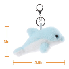 Blue Dolphin Stuffed Animal Soft Keychain for Kids Bag, Purse, Backpack