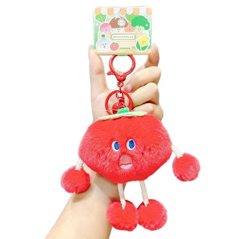 Tomato Plush Pendant Soft Keychain for Kids Bag, Purse, Backpack