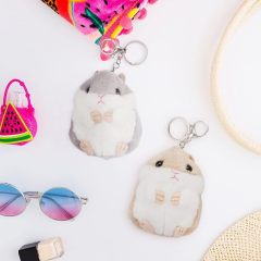 Set of 2 Cute Hamster Plush Keychain Stuffed Animals Keyring Charm Handbag Pendant