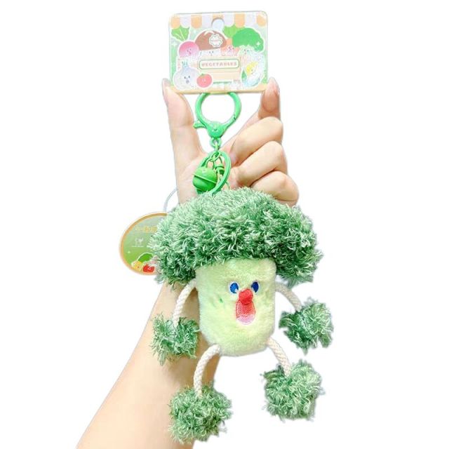 Broccoli Plush Pendant Soft Keychain for Kids Bag, Purse, Backpack