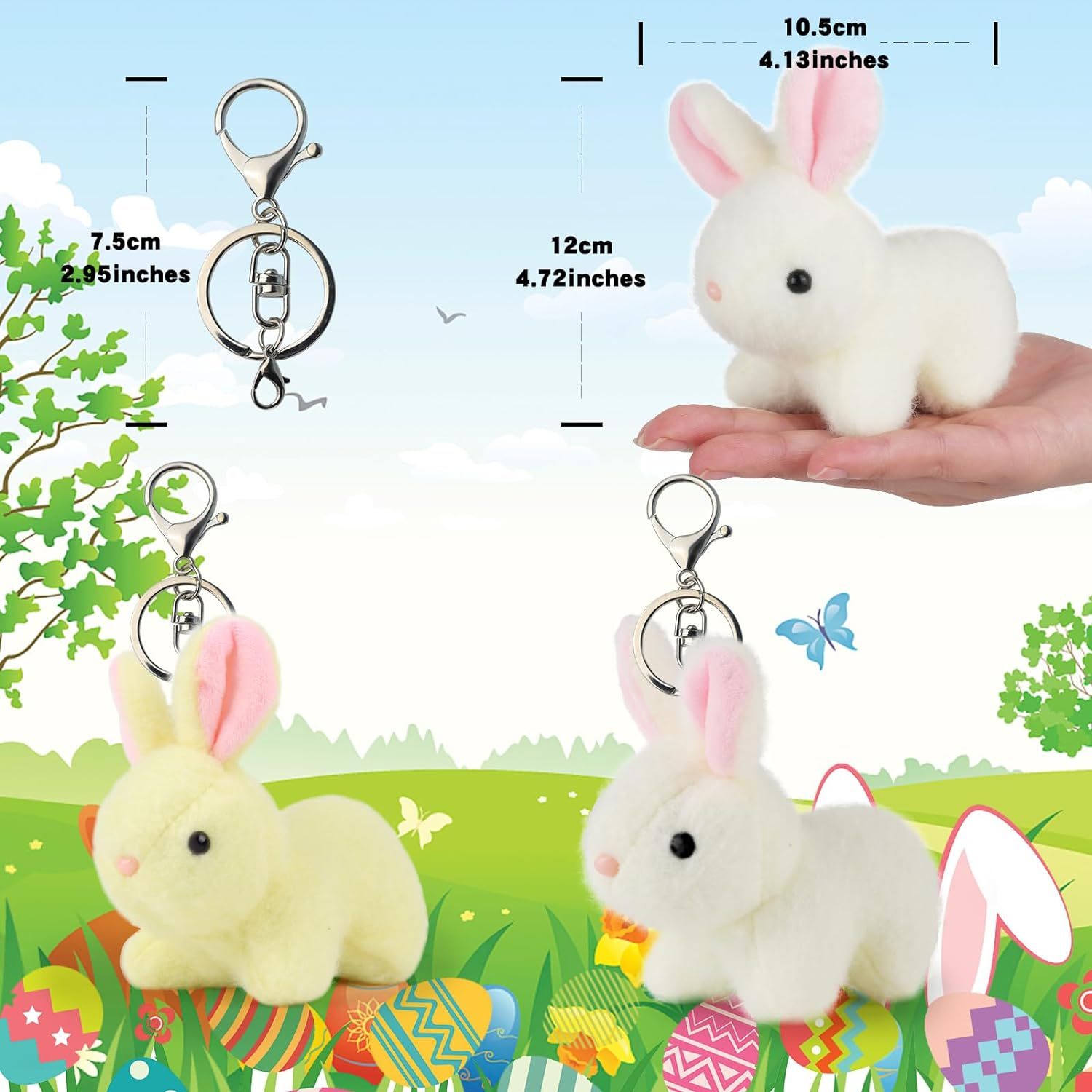 2 pcs Small Stuffed Rabbit Animals 4.8" Cute Bunny Plush Toy