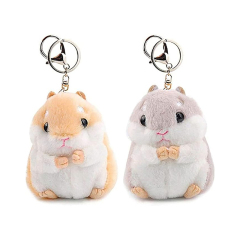 Set of 2 Cute Hamster Plush Keychain Stuffed Animals Keyring Charm Handbag Pendant