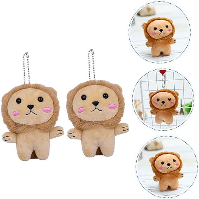 2pcs Little Lion Pendant Stuffed Animals Keychain