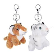 2Pcs Plush Keychain Tiger Keychain Stuffed Animal Pendant Plush Toy