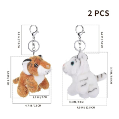2Pcs Plush Keychain Tiger Keychain Stuffed Animal Pendant Plush Toy