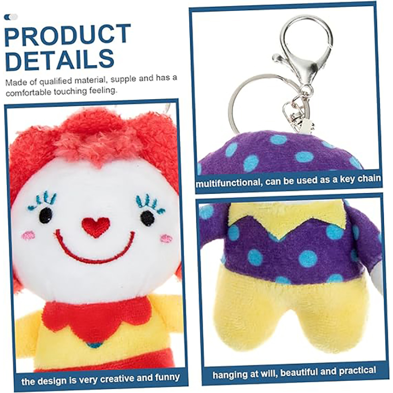 Clown Plush Keychain Clown Figure Cute Animal Toys Stuffed Doll