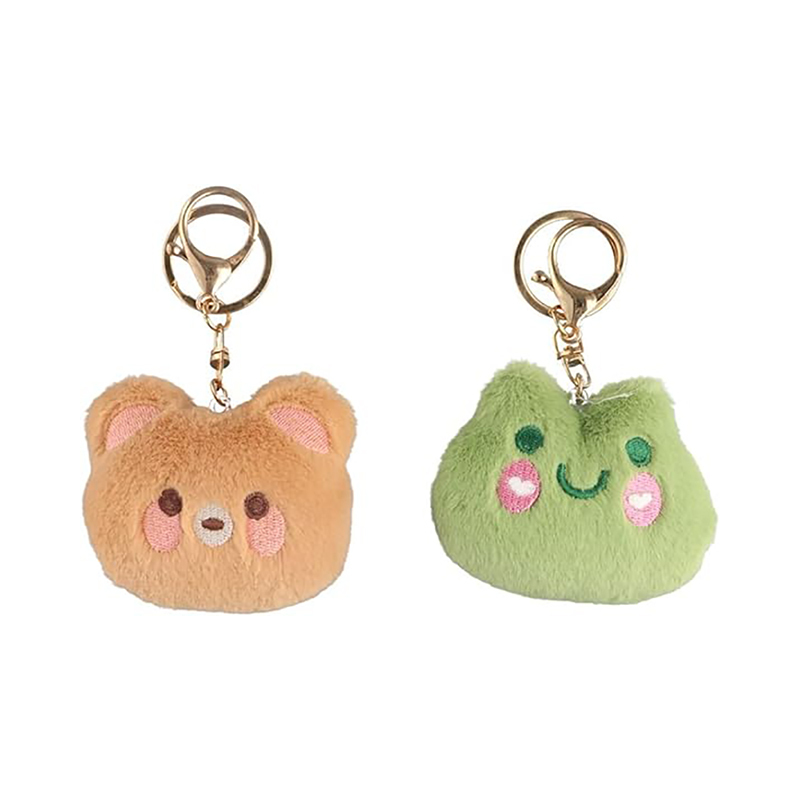2pcs 2.36in Plush Bear Frog Stuffed Animal Keychain Pendant
