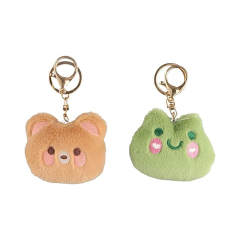 2pcs 2.36in Plush Bear Frog Stuffed Animal Keychain Pendant