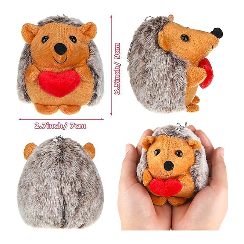 Hedgehog Stuffed Animal 2 Pcs Valentine's Day Stuffed Keychain Holding Heart