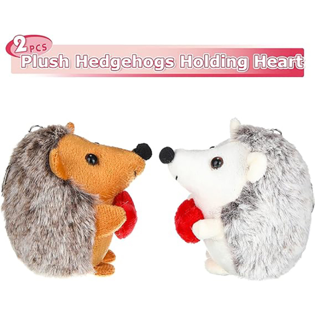 Hedgehog Stuffed Animal 2 Pcs Valentine's Day Stuffed Keychain Holding Heart