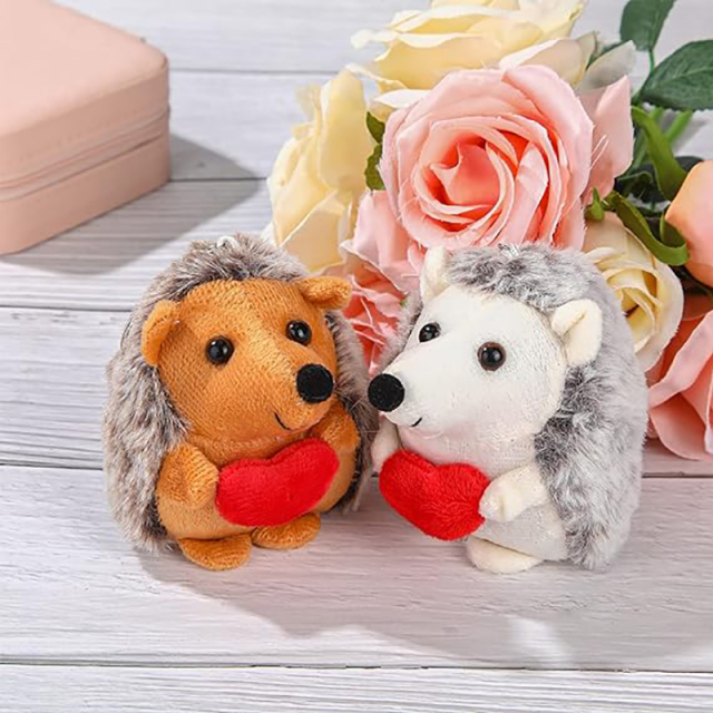 Hedgehog Stuffed Animal 2 Pcs Valentine's Day Stuffed Keychain Holding Heart