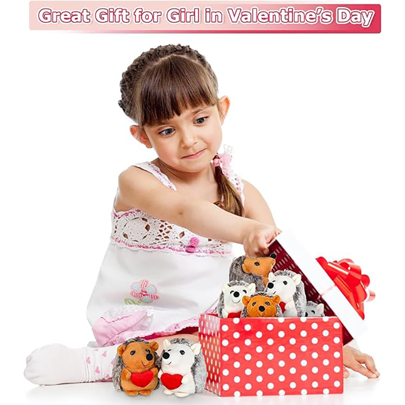 Hedgehog Stuffed Animal 2 Pcs Valentine's Day Stuffed Keychain Holding Heart